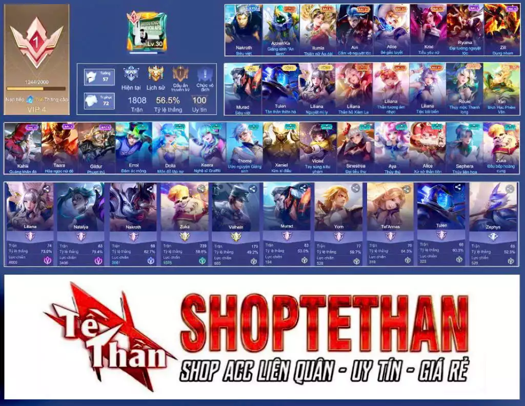 Murad Siêu việt, Tulen Tân Thần Thiên Hà, Liliana Nguyệt mị ly, Airi Cấm Vệ Nguyệt Tộc, -Zip Gà siêu quậy2, Allain Lân sư Vũ thần...TRẮNG THÔNG TIN