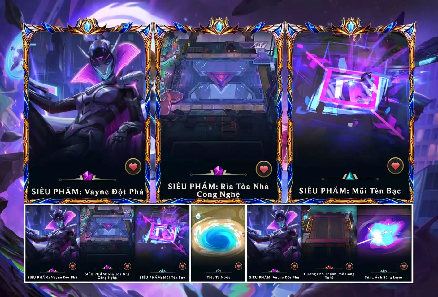 📮 Full Combo Bộ 3 Vayne Siêu Phẩm Vip 📮 Siêu Phẩm Vayne Đột Phá 🔰 Sàn Tím - Siêu Phẩm: Rìa Tòa Nhà Công Nghệ 🔰 Chưởng: Siêu Phẩm: Mũi Tên Bạc ⬆️ Đã Mua Vé Sự Kiện TFT (11/40)