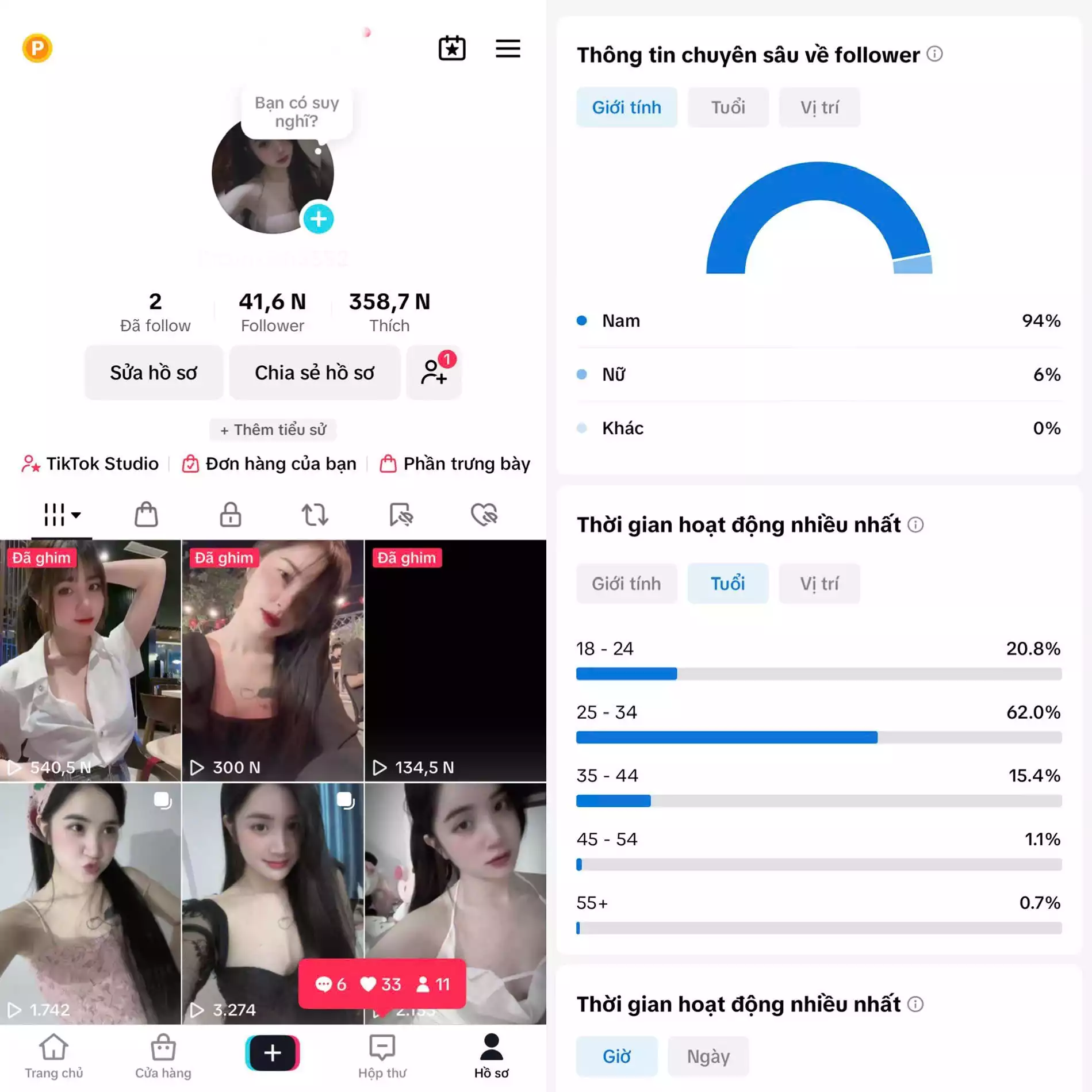 Chủ đề : Cá Nhân - Follow VN - Có Live Studio, Tiktok Shop - An toàn, Bao đổi thông tin chính chủ.