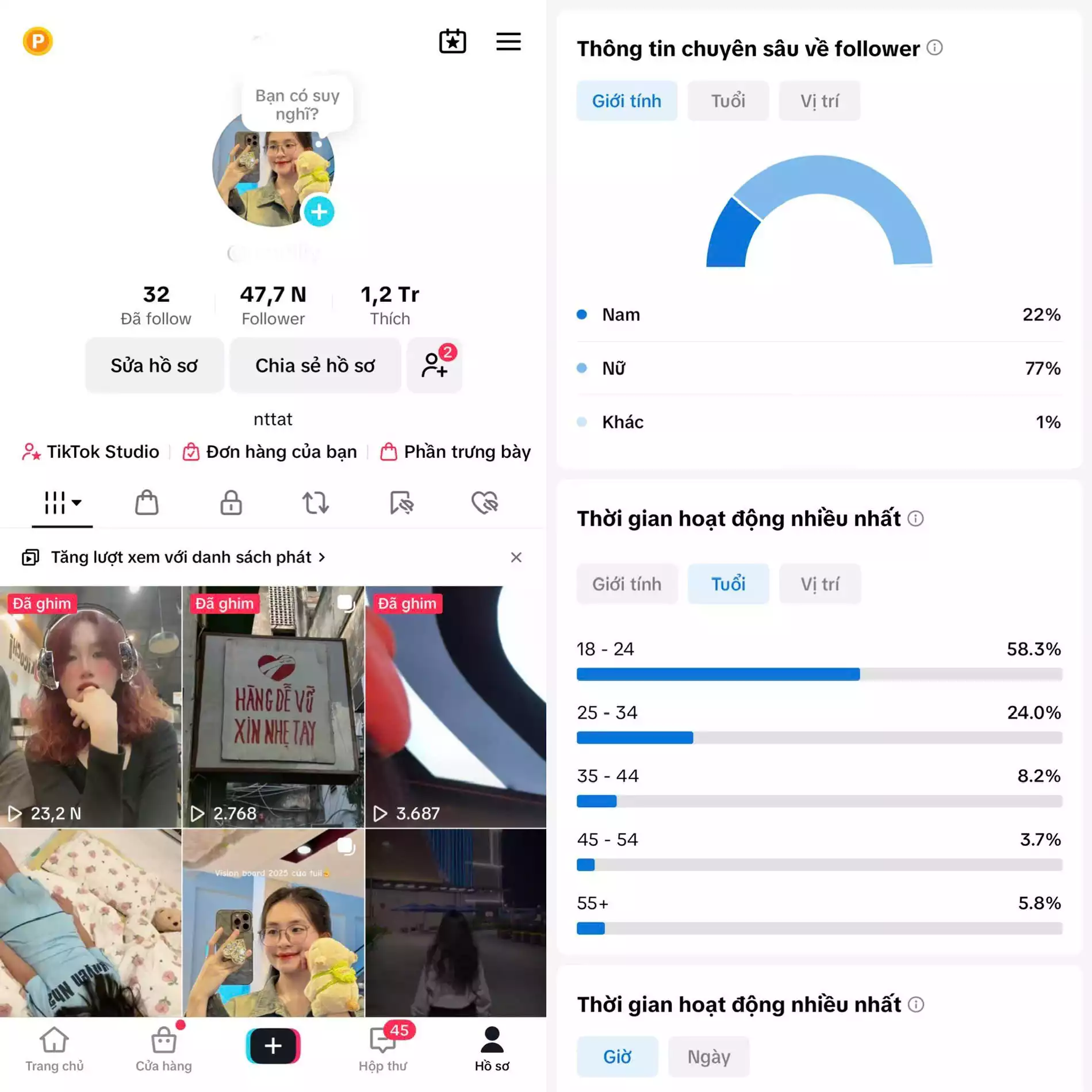 Chủ đề : Cá Nhân - Follow VN - Có Live Studio, Tiktok Shop - An toàn, Bao đổi thông tin chính chủ.