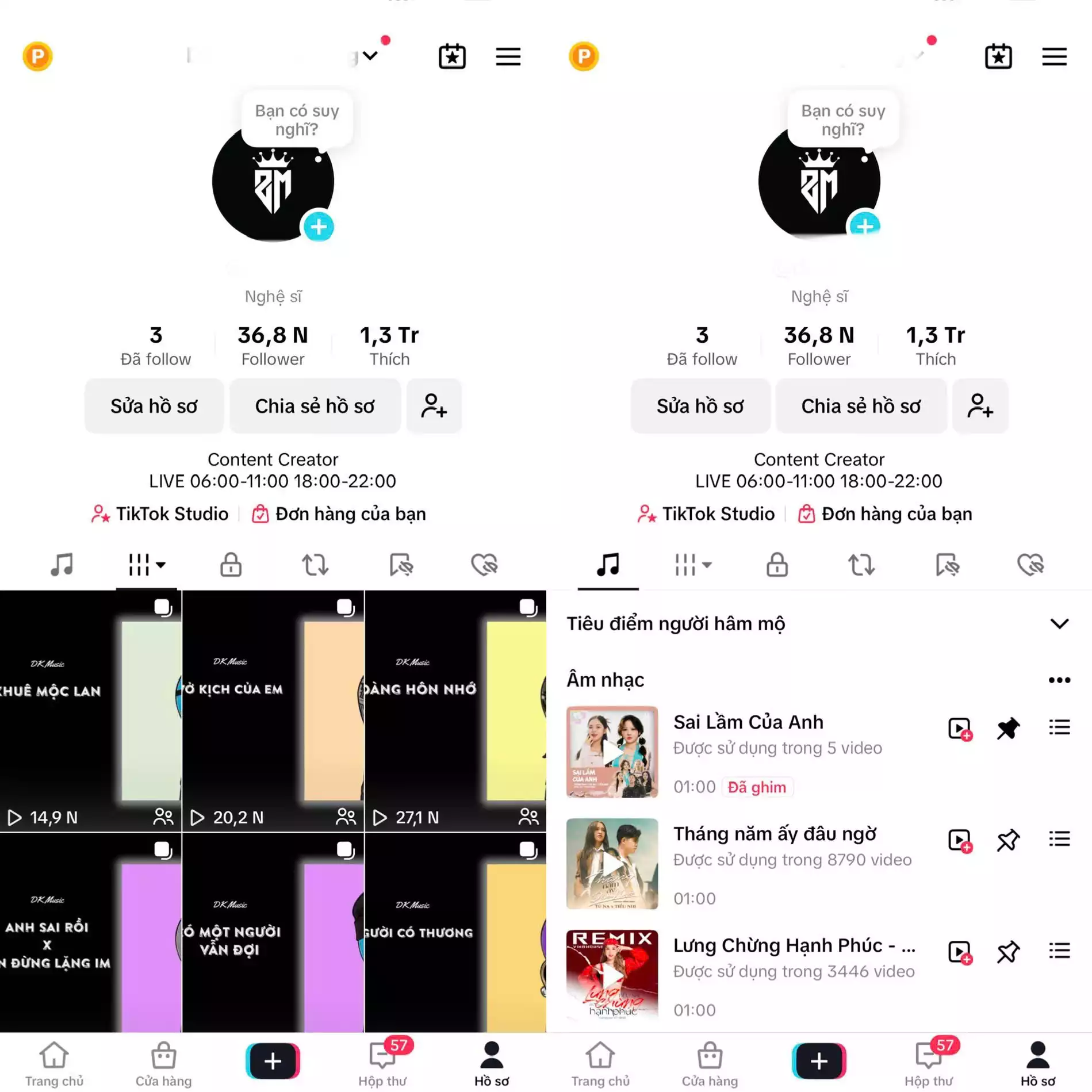 chủ đề : Nhạc + Nghệ Sĩ - Follow VN - Có Live Studio, Tiktok Shop - An toàn, Bao đổi thông tin chính chủ.