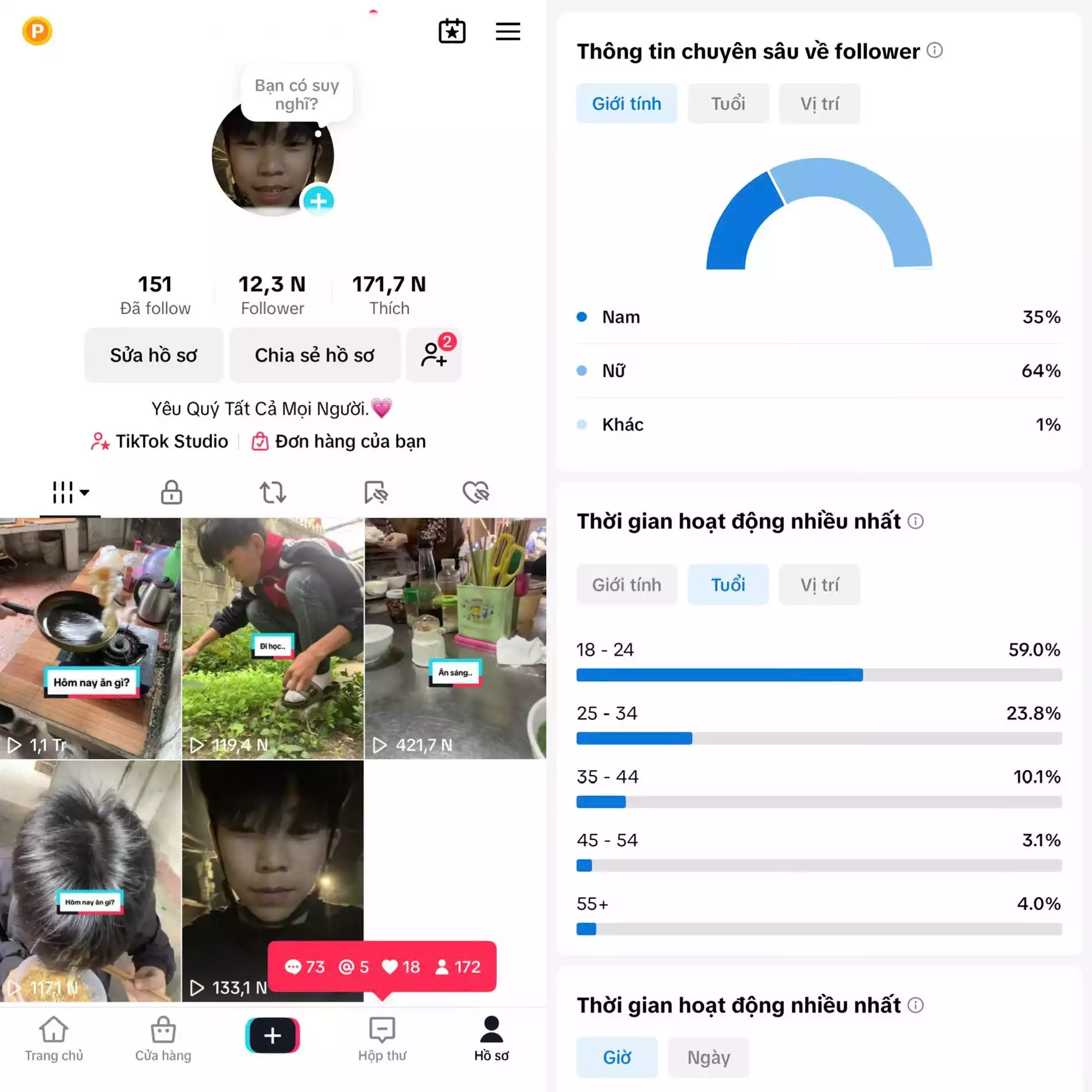 Chủ đề : Cá Nhân - Follow VN - Có Live Studio, Tiktok Shop - An toàn, Bao đổi thông tin chính chủ.