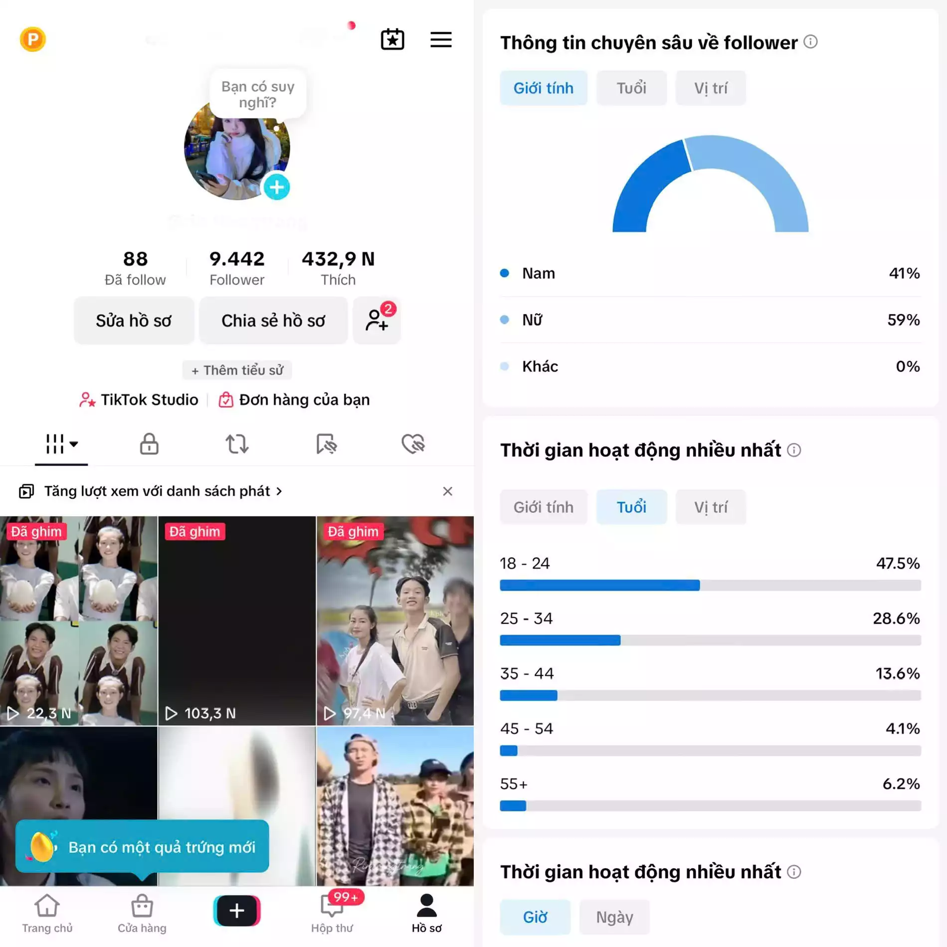 Chủ đề : Vlog- Follow VN - Có Live Studio, Tiktok Shop - An toàn, Bao đổi thông tin chính chủ.