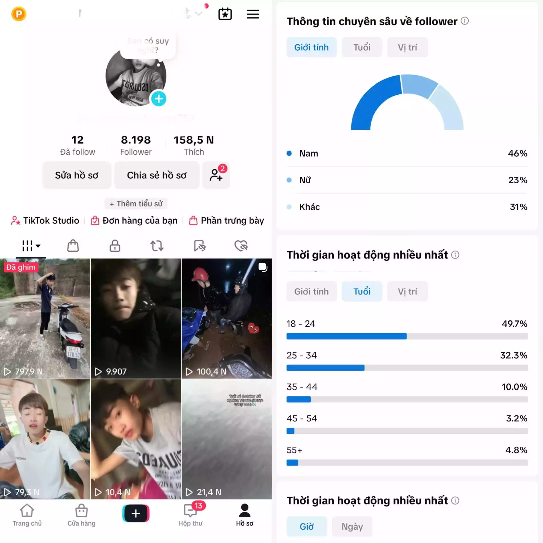 Chủ đề : Cá Nhân - Follow VN - Có Live Studio, Tiktok Shop - An toàn, Bao đổi thông tin chính chủ.