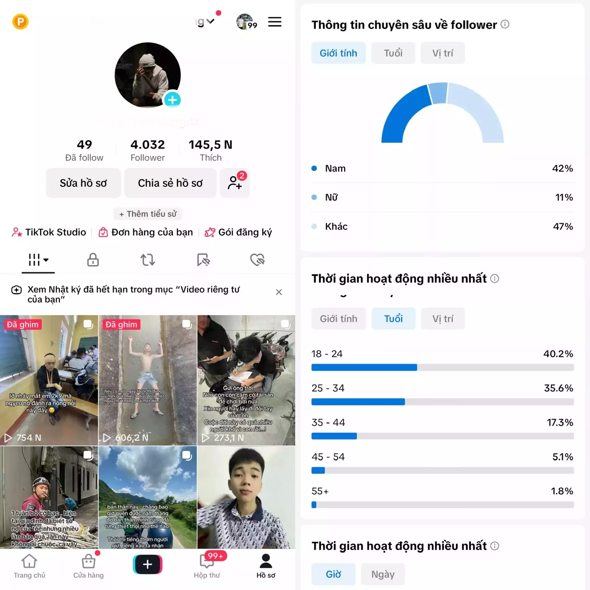 Chủ đề : Cá Nhân - Follow VN - Có Live Studio, Tiktok Shop - An toàn, Bao đổi thông tin chính chủ.