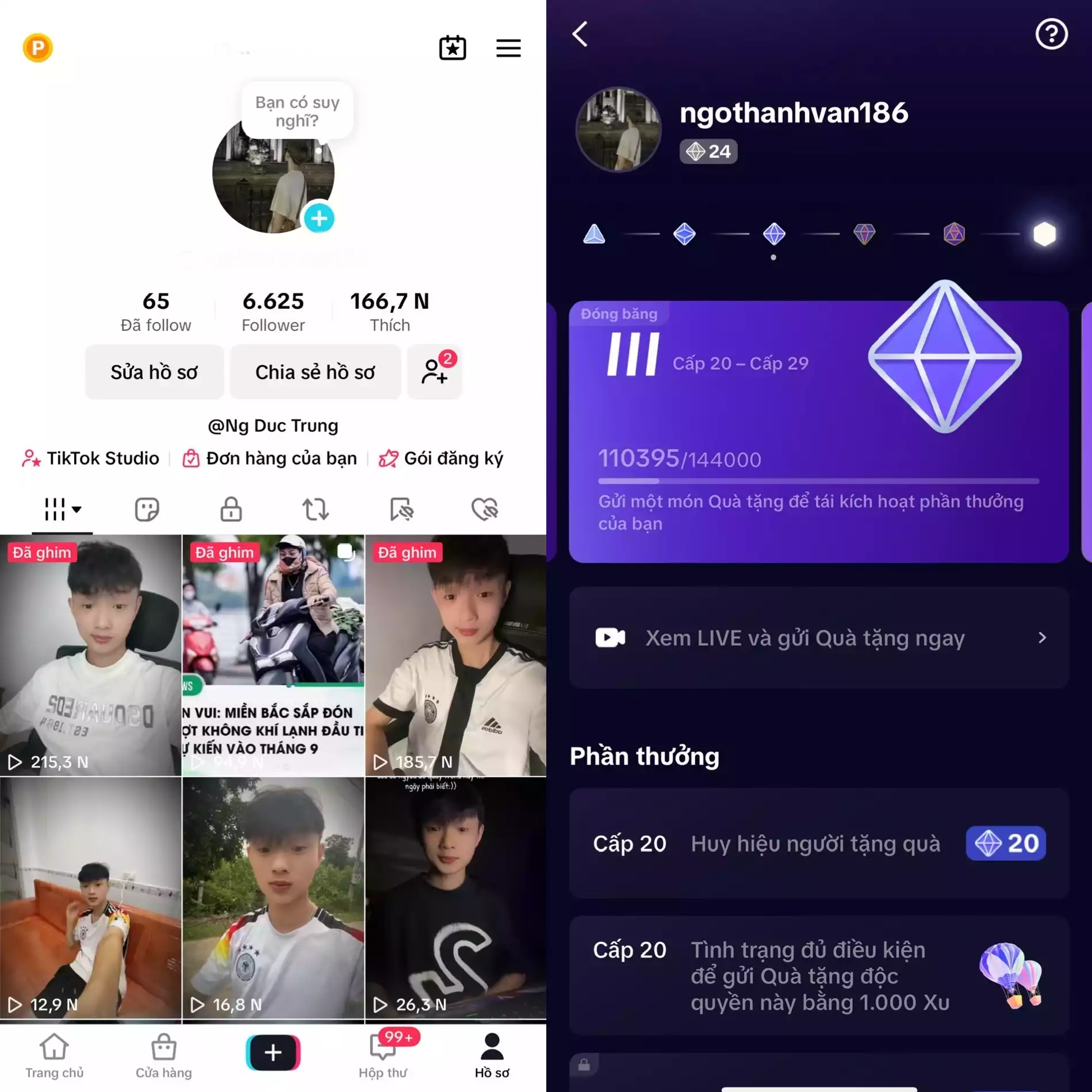 Chủ đề : Cá Nhân + Leverl 24 - Follow VN - Có Live Studio, Tiktok Shop - An toàn, Bao đổi thông tin chính chủ.
