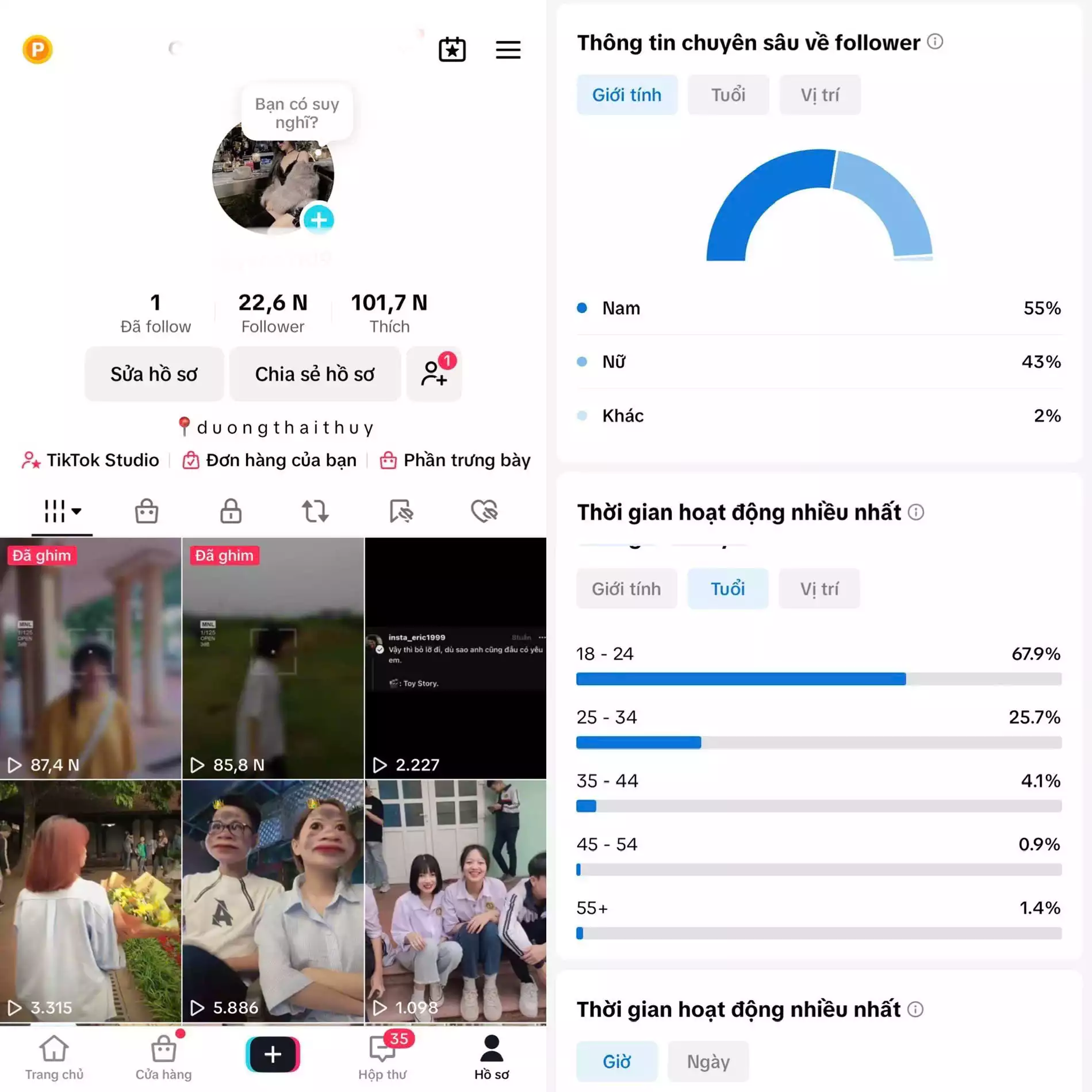 Chủ đề : Cá Nhân - Follow VN - Có Live Studio, Tiktok Shop - An toàn, Bao đổi thông tin chính chủ.