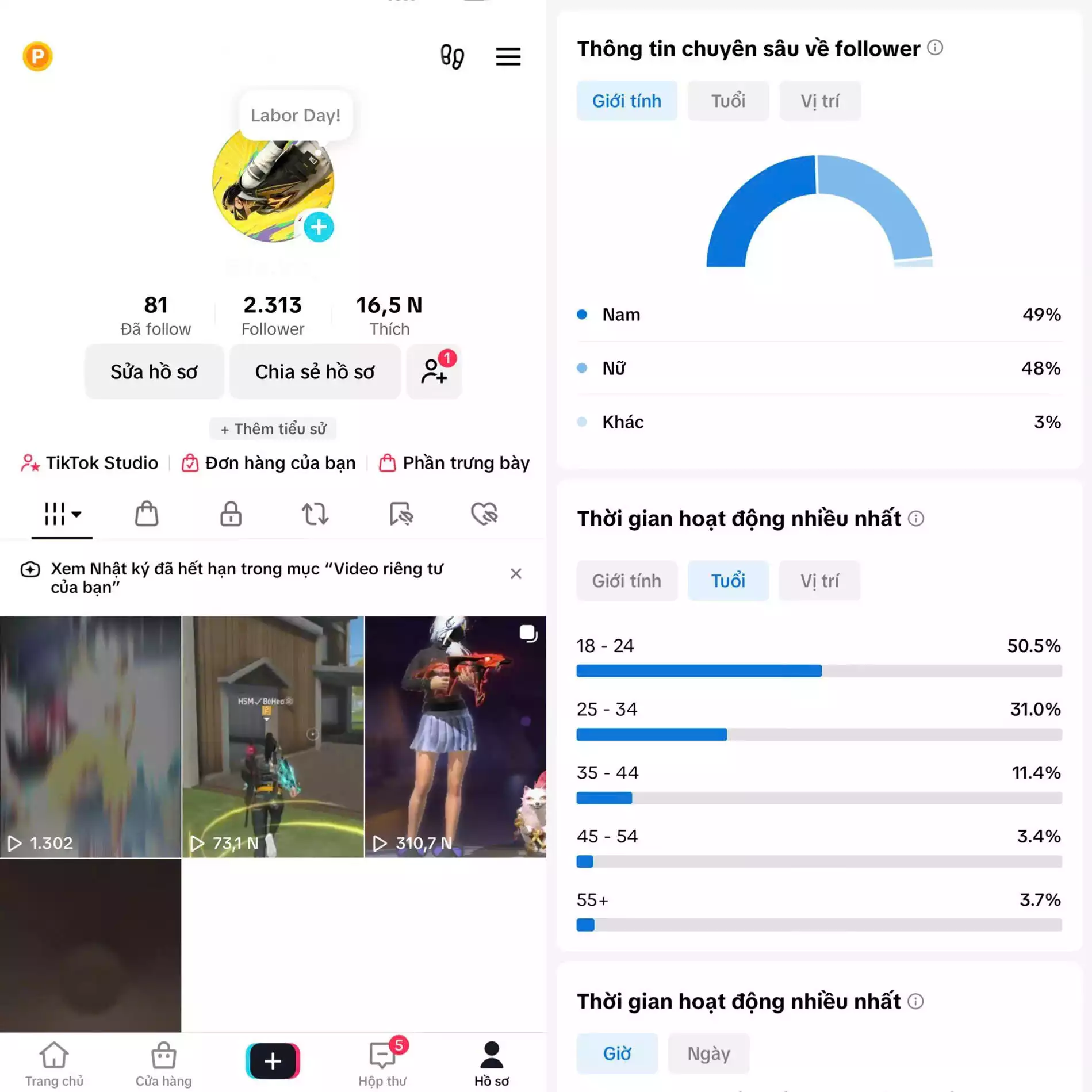 Tệp Follow đa số 18 - 24 tuổi phù hợp chuyển đổi GAME - 3 hệ thống live : live thường, live màn hình, studio game.