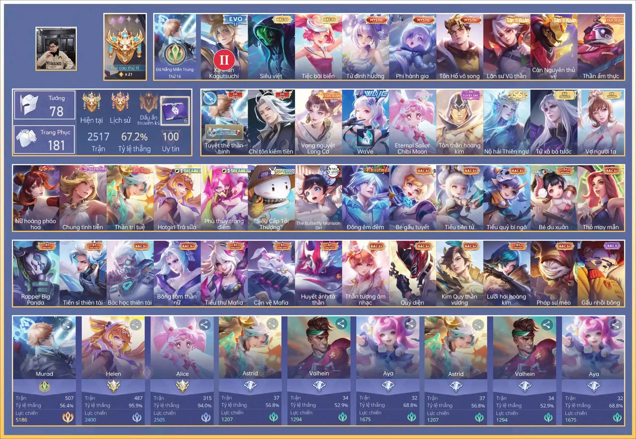 Murad Tuyệt thế thần binh, Tulen Chí tôn kiếm tiên, Alice - Eternal Sailor Chibi Moon, Violet Vọng nguyệt Long Cơ, Liliana WaVe, Tulen Tân Thần Hoàng Kim