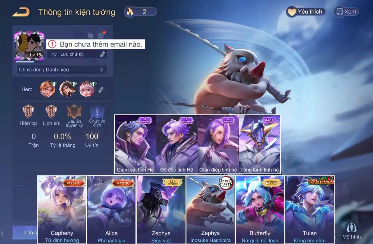 Full skin tinh hệ, Zephys Siêu việt, Butterfly Nữ Quái Nổi Loạn...TRẮNG THÔNG TIN