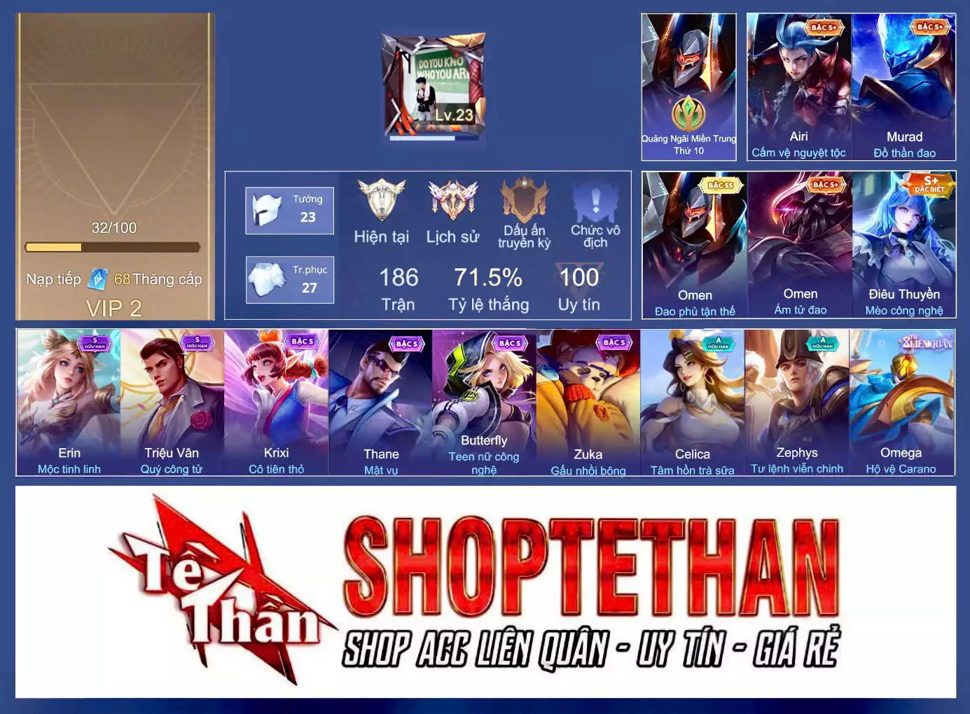 Omen Đao phủ tận thế, Annette Xứ sở thần tiên, Omega Hộ Vệ Carano, Liliana Thuỷ thủ hồ ly, Ignis Hỏa Thuật Sư...TRẮNG THÔNG TIN