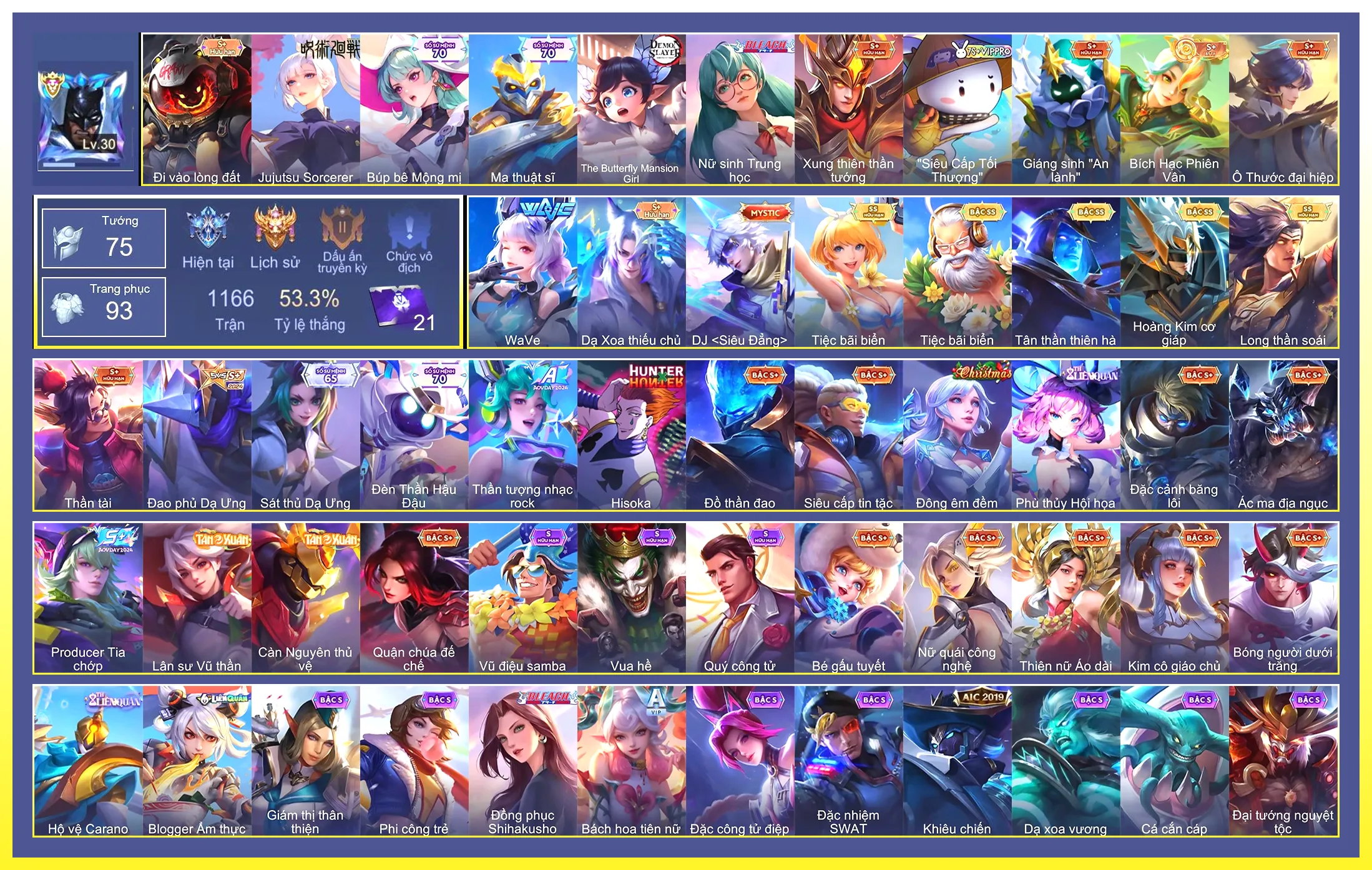 Violet Tiệc bãi biển, Yorn Long thần soái, Gildur Tiệc Bãi Biển, Tulen Tân Thần Thiên Hà, Bijan Hoàng kim cơ giáp, Liliana WaVe…