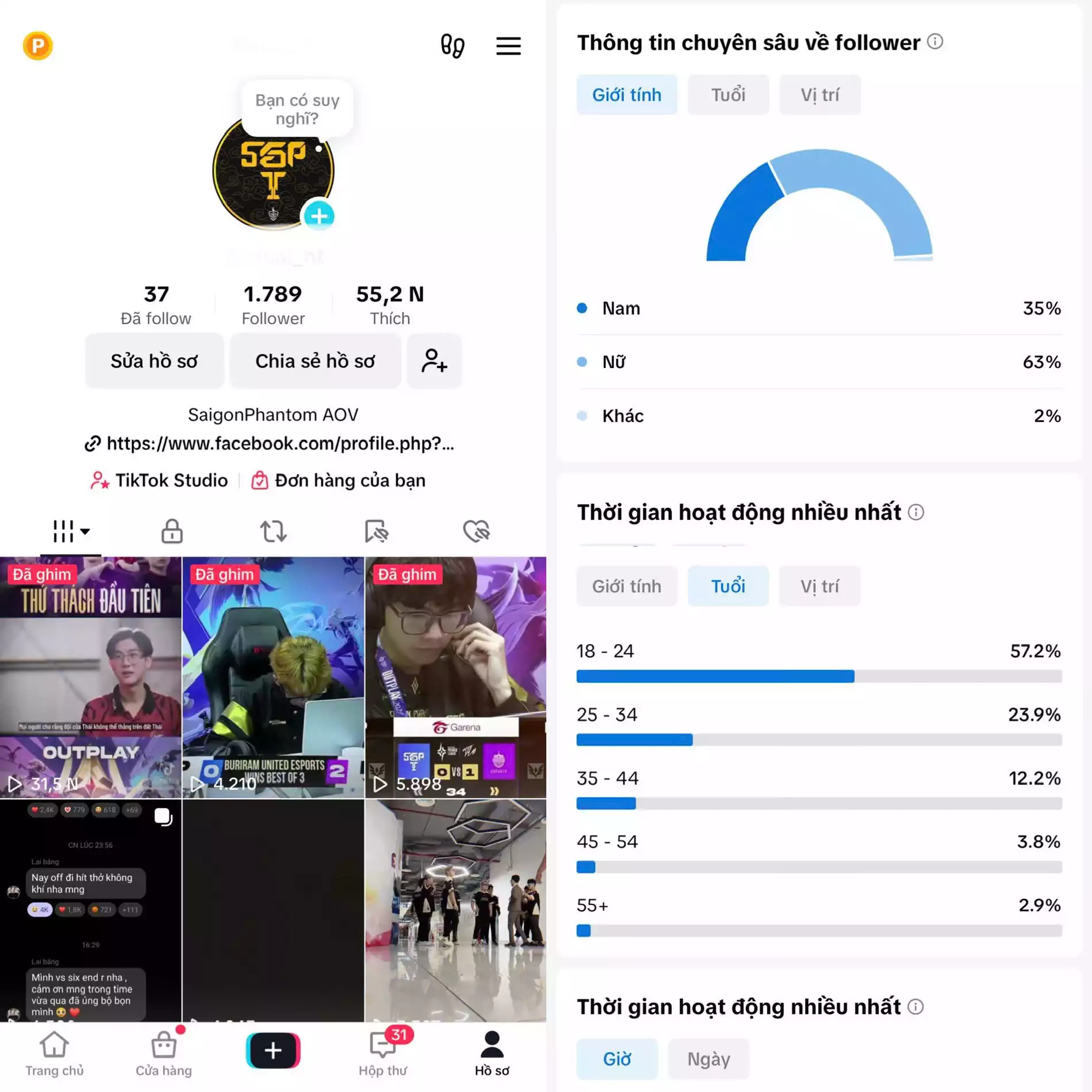 Ảnh Tệp Follow đa số 18 - 24 tuổi phù hợp chuyển đổi GAME - 3 hệ thống live : live thường, live màn hình, studio game.