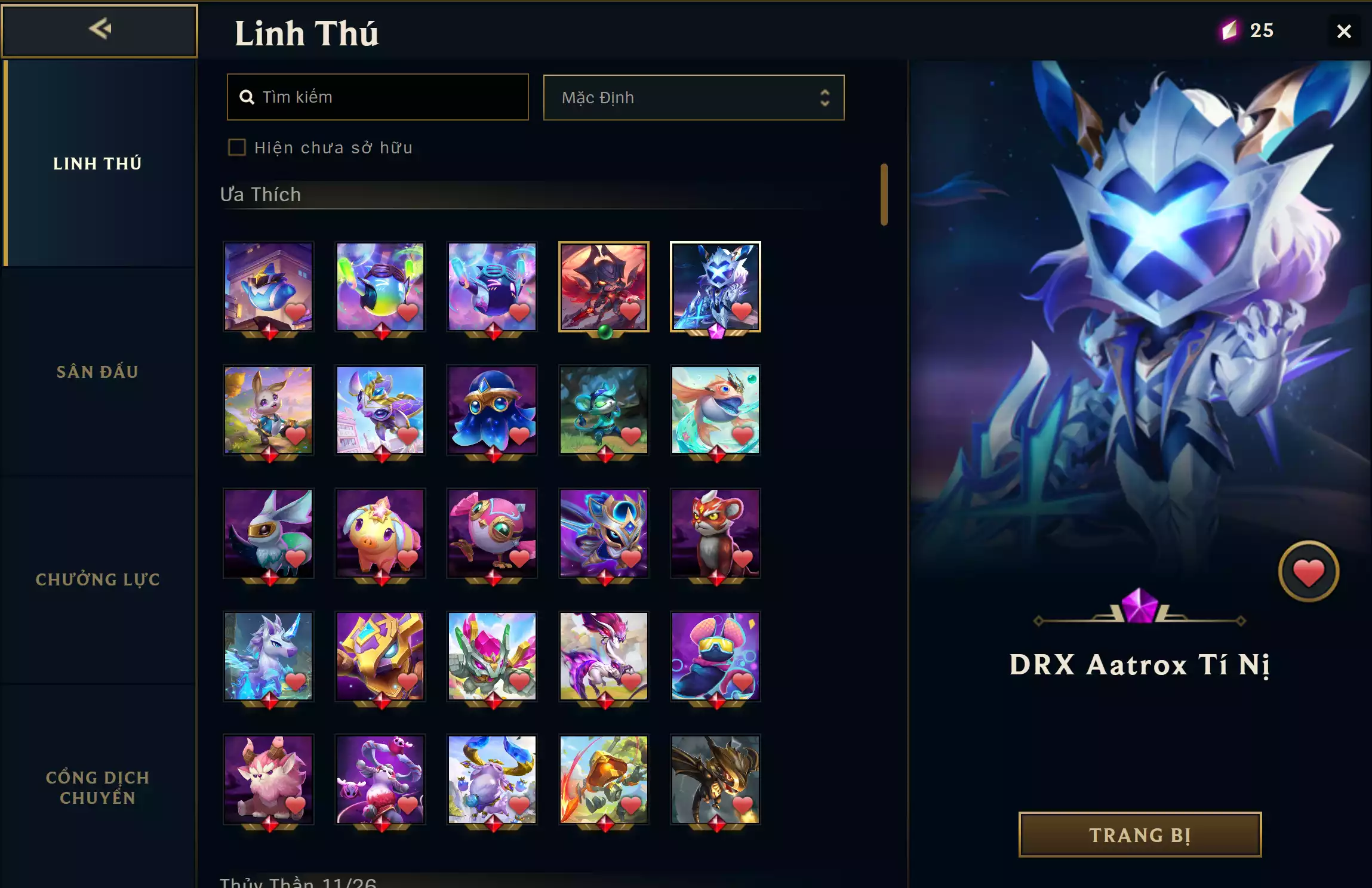 Ảnh 📮Combo Cực Vip Hiệu Ứng Bộ 3 Pet - Sàn - Chưởng  ✅ DRX Aatrox Tí Nị ✅ Điện Thờ Vùng Đất Khởi Nguyên ⬆️ Chưởng - Thần Kiếm Đoạt Mệnh - Hàng Hiệu ✅ Trang Phục - 63 Skin 🍁 Unrank TFT - LOL🍁 Có Thẻ Đổi Tên Nhân Vật Miễn Phí