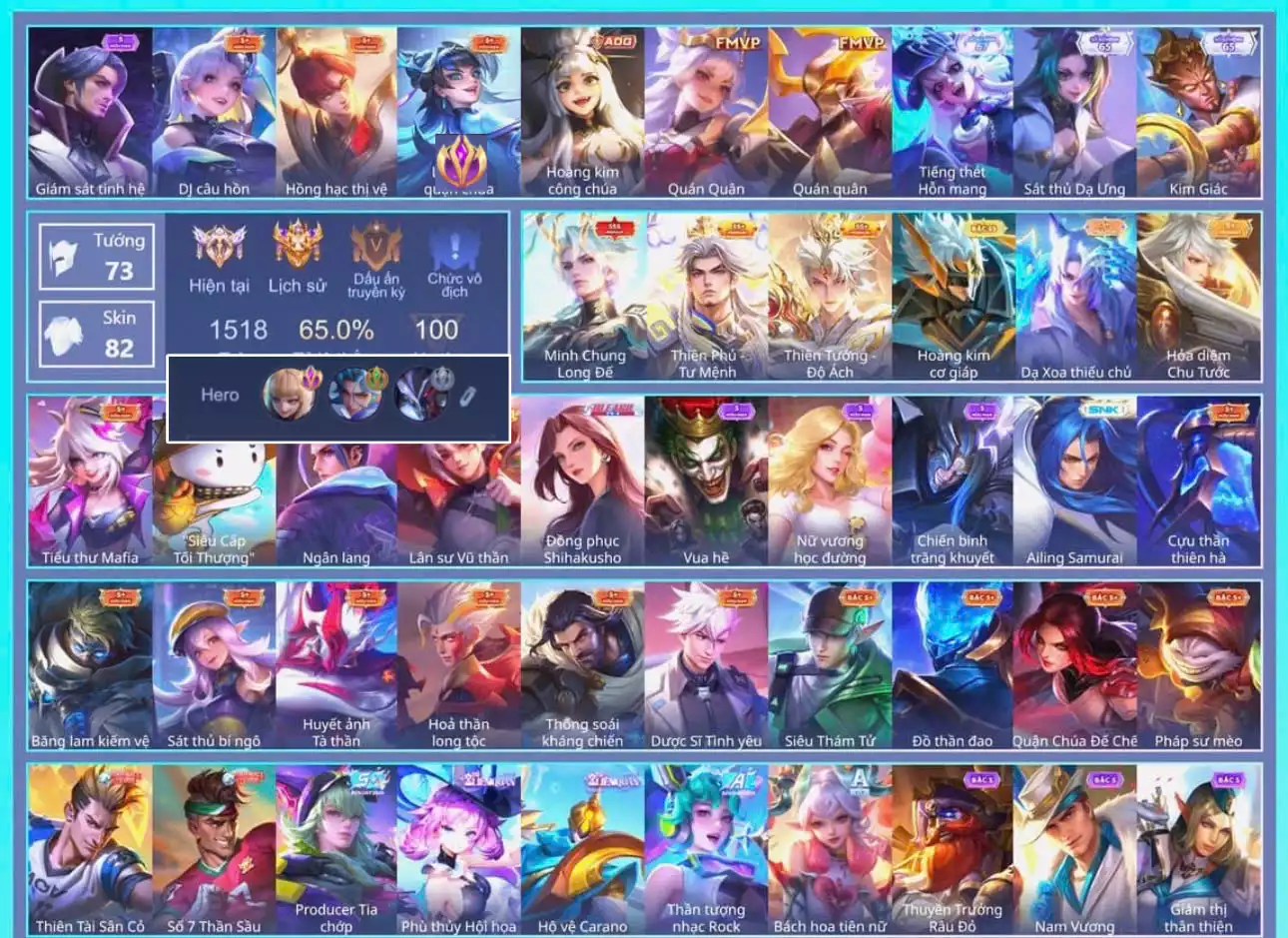 CỤC TÍM: Aoi, Triệu Vân Minh Chung Long Đế, Bijan Hoàng kim cơ giáp, Billow Thiên Tướng - Độ Ách, Bolt Baron Thiên Phủ - Tư Mệnh...MỖI SĐT