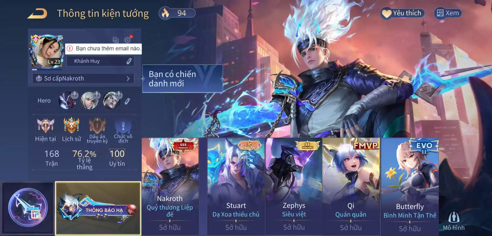 Nakroth Quỷ Thương Liệp Đế, Zephys Siêu việt...TRẮNG THÔNG TIN