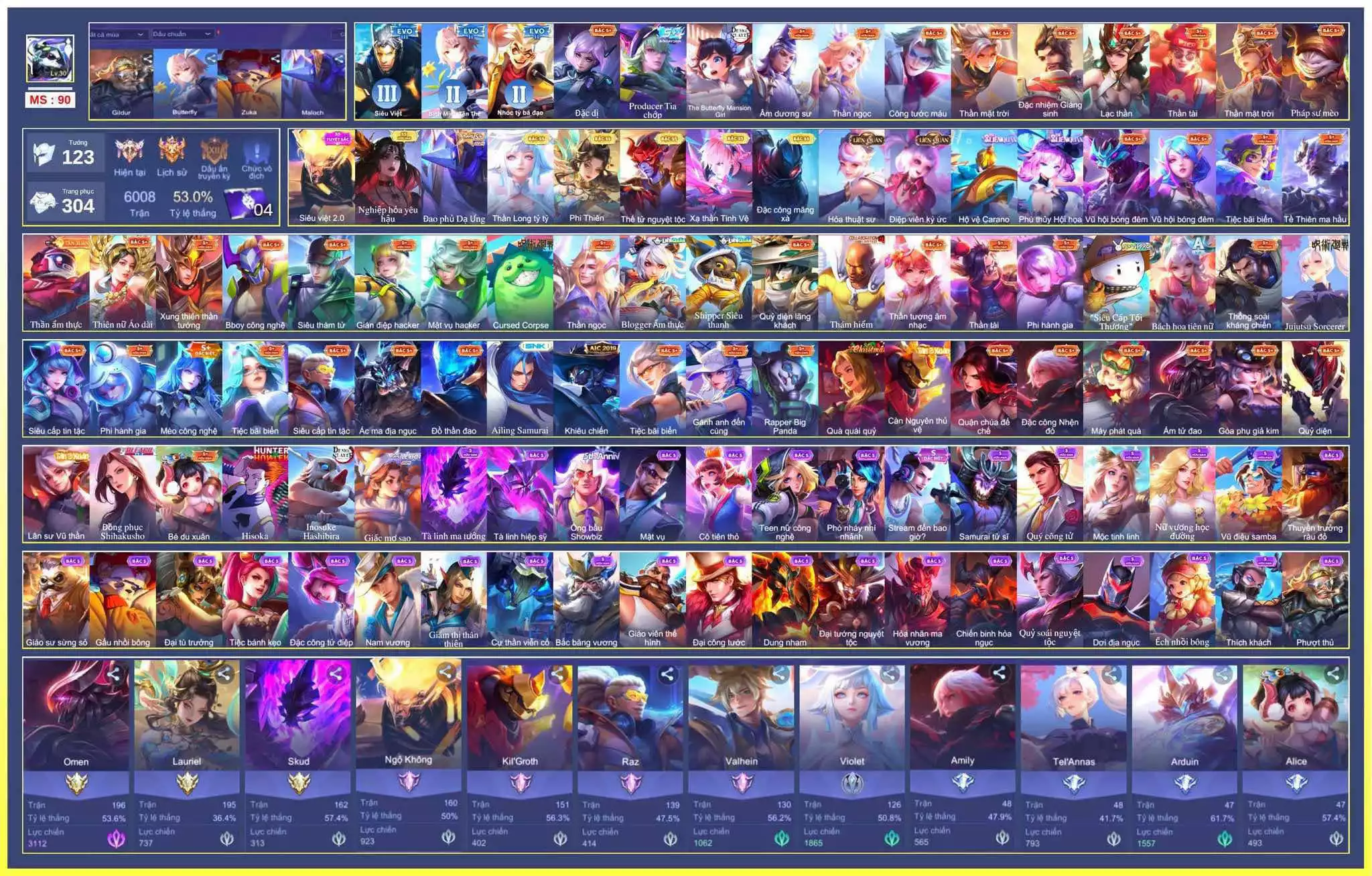 3xx skin : Ngộ 2.0, Nata Nghiệp Hoả, Lavi Tinh Hệ, Violet Tỷ TỶ,..