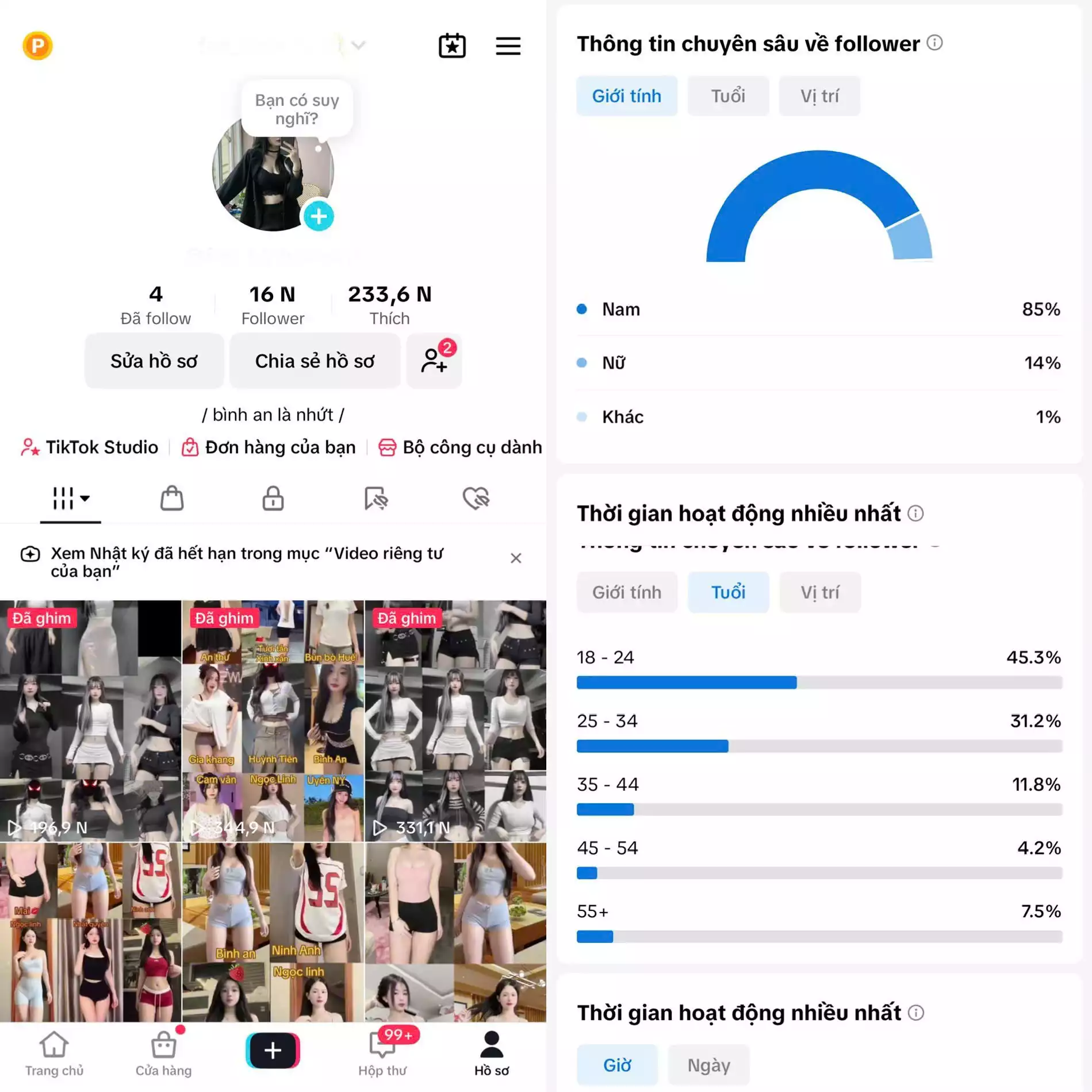 Idol Nữ - Follow VN - Có Live Studio, Tiktok Shop - An toàn, Bao đổi thông tin chính chủ.