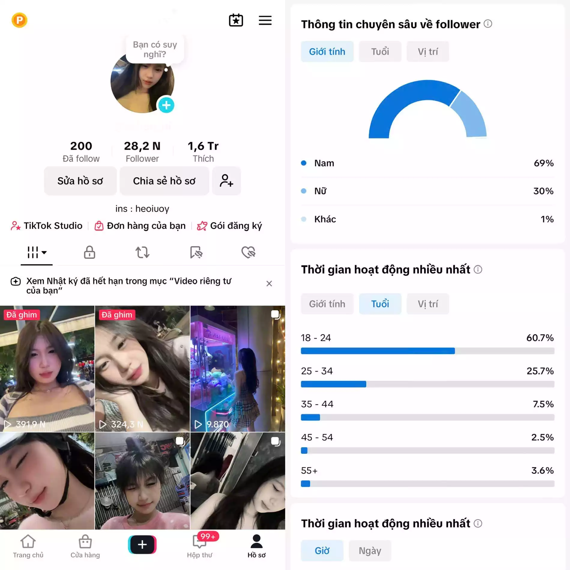 Chủ đề : Cá Nhân Nữ - Follow VN - Có Live Studio, Tiktok Shop - An toàn, Bao đổi thông tin chính chủ.
