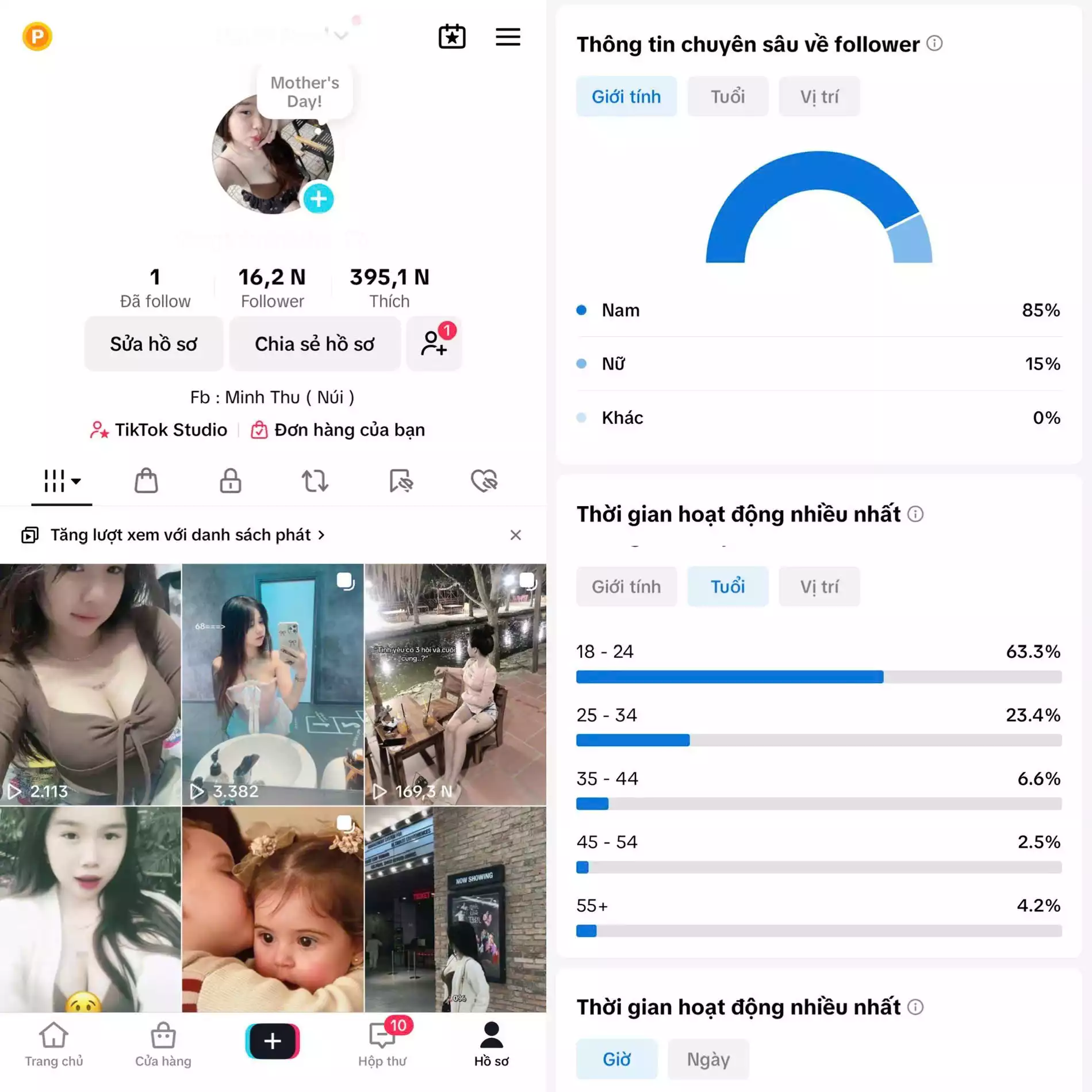 Cá Nhân Nữ - Follow VN - Có Live Studio, Tiktok Shop - An toàn, Bao đổi thông tin chính chủ.