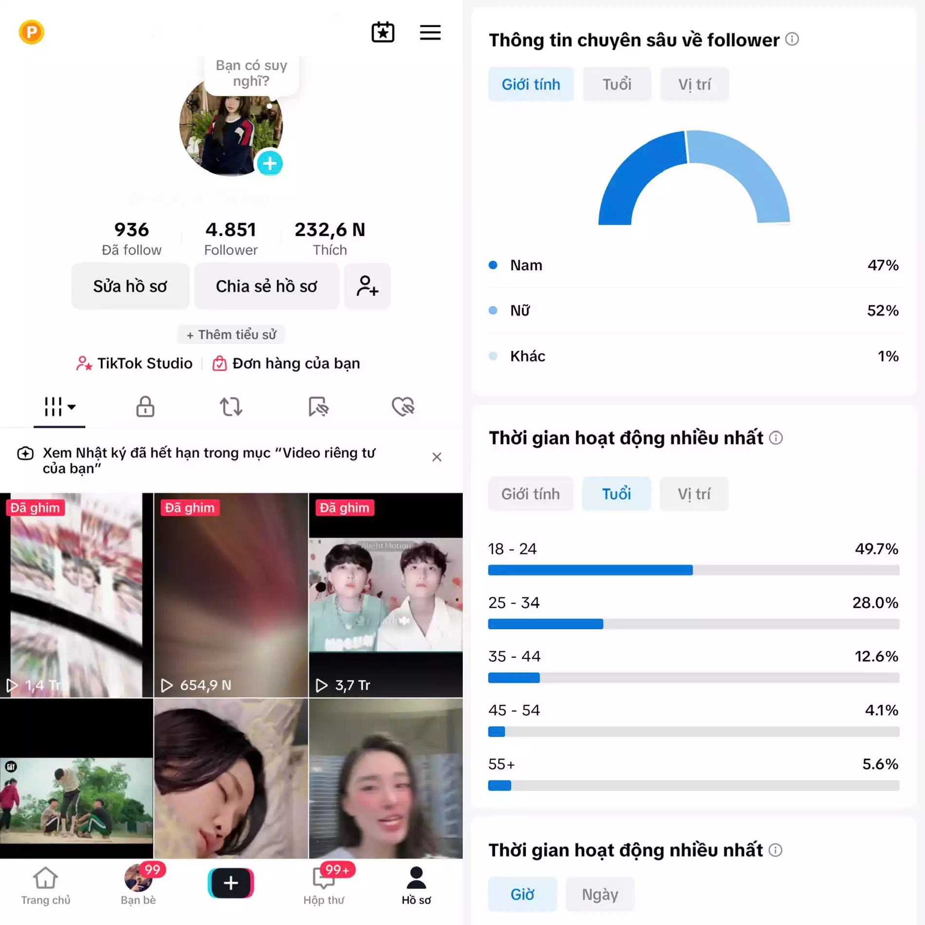 Chủ đề : Idol Nữ - Follow VN - Có Live Studio, Tiktok Shop - An toàn, Bao đổi thông tin chính chủ.
