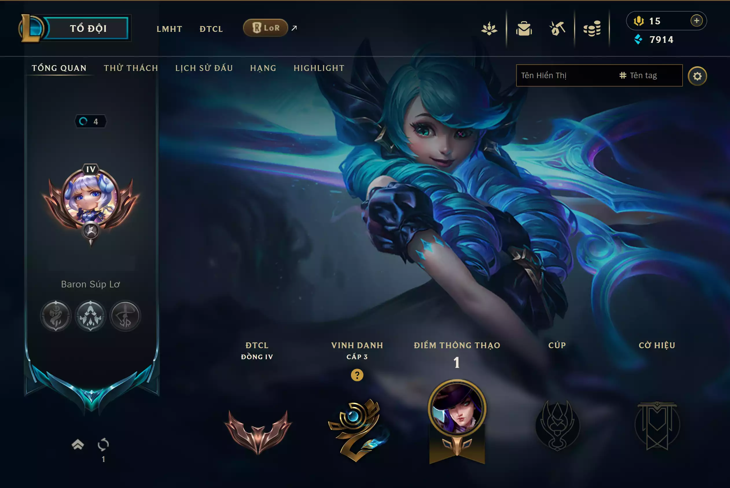 Ảnh 📮 TFT - VIP Ngon ▶ DRX Aatrox Tí Nị ▶ Irelia Sứ Thanh Hoa Tí Nị ▶ Gwen Tí Nị - Zoe Tí Nị - Oriana Tí Nị 🧧 Sàn Đấu - Bồng Lai Tiên Cảnh 🌠 Cung Ánh Sáng Học Viện Chiến Binh ➡️ Dư 1 Huy Chương ➡️ Dư 1.850 Pha Lê 🍁 Có Thẻ Đổi Tên Ingame