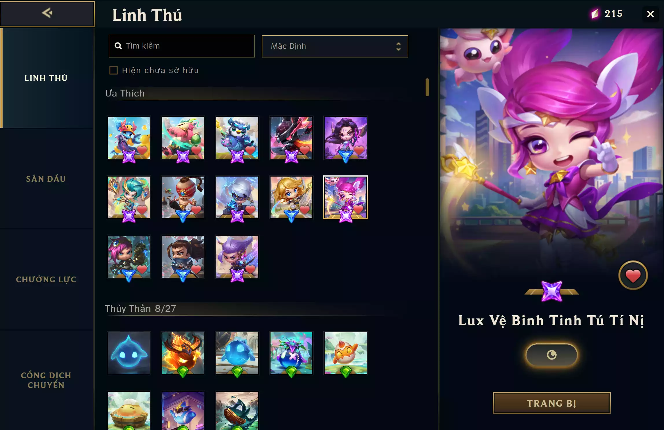 Ảnh 📮 TFT - VIP Ngon 🔰 8 Pet Tím ▶ 2 Sàn Tím ▶ 5 Tí Nị ✅ Leesin Long Cước Tí Nị  ✅ Kaisa Long Nữ Tí Nị ✅  Lux Vệ Binh Tinh Tú Tí Nị ✅ Yasuo Long Kiếm Tí Nị  🌠 Khu Nghỉ Dưỡng Của Choncc 🌠 Thánh Địa Thần Long ⬆️ Leesin Tí Nị  ⬆️ Kaisa Tí Nị ⬆️ Lux Tí Nị  ⬆️ Vi Tí Nị ⬆️ Yasuo Tí Nị 🍁 Unrank 🍁Có Thẻ Đổi Tên Nhân Vật Miễn Phí