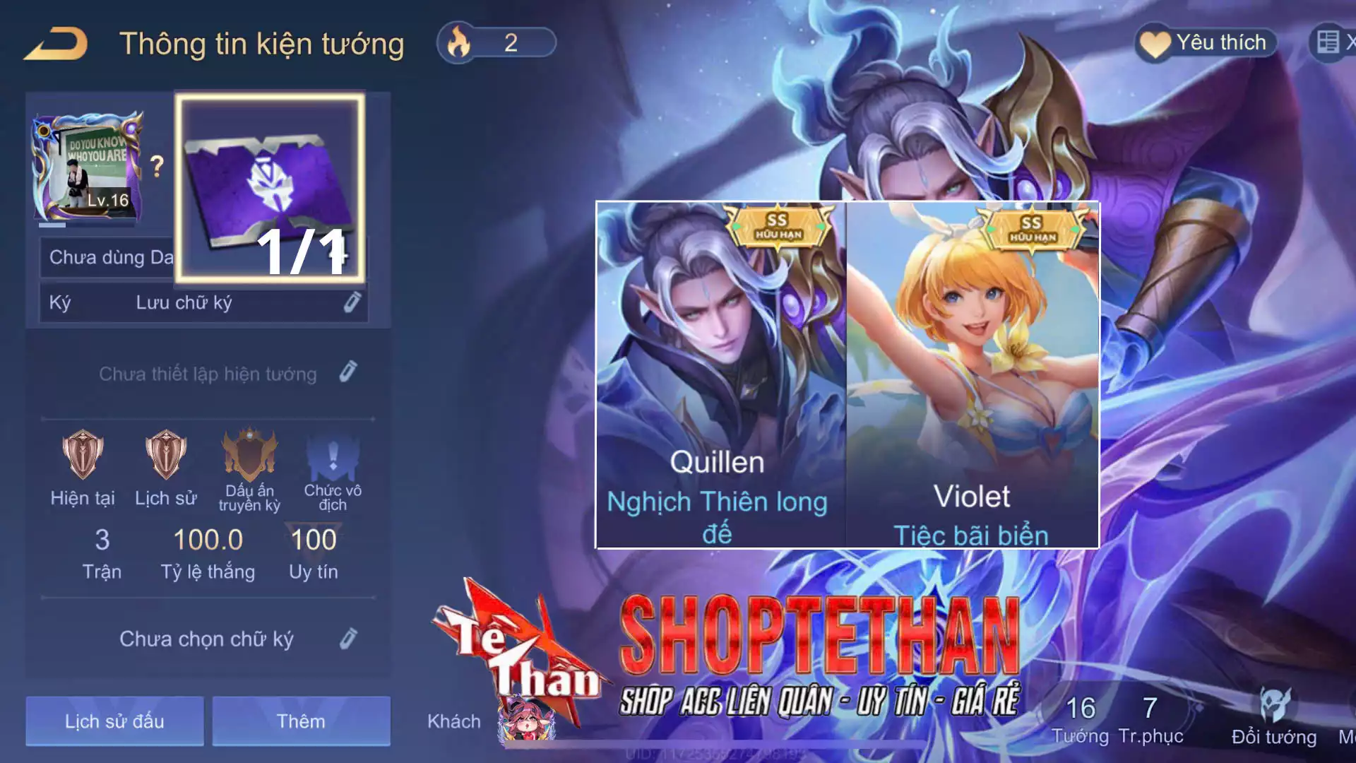 Violet Tiệc bãi biển, Quillen Nghịch thiên long đế...TRẮNG THÔNG TIN