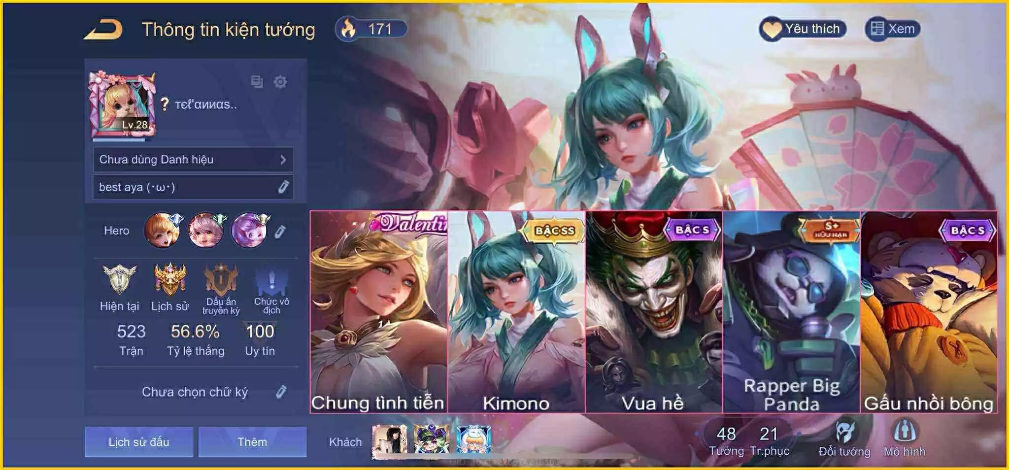 Cap Kimono, Tell Chung Tinh Tiễn,.. trắng thông tin