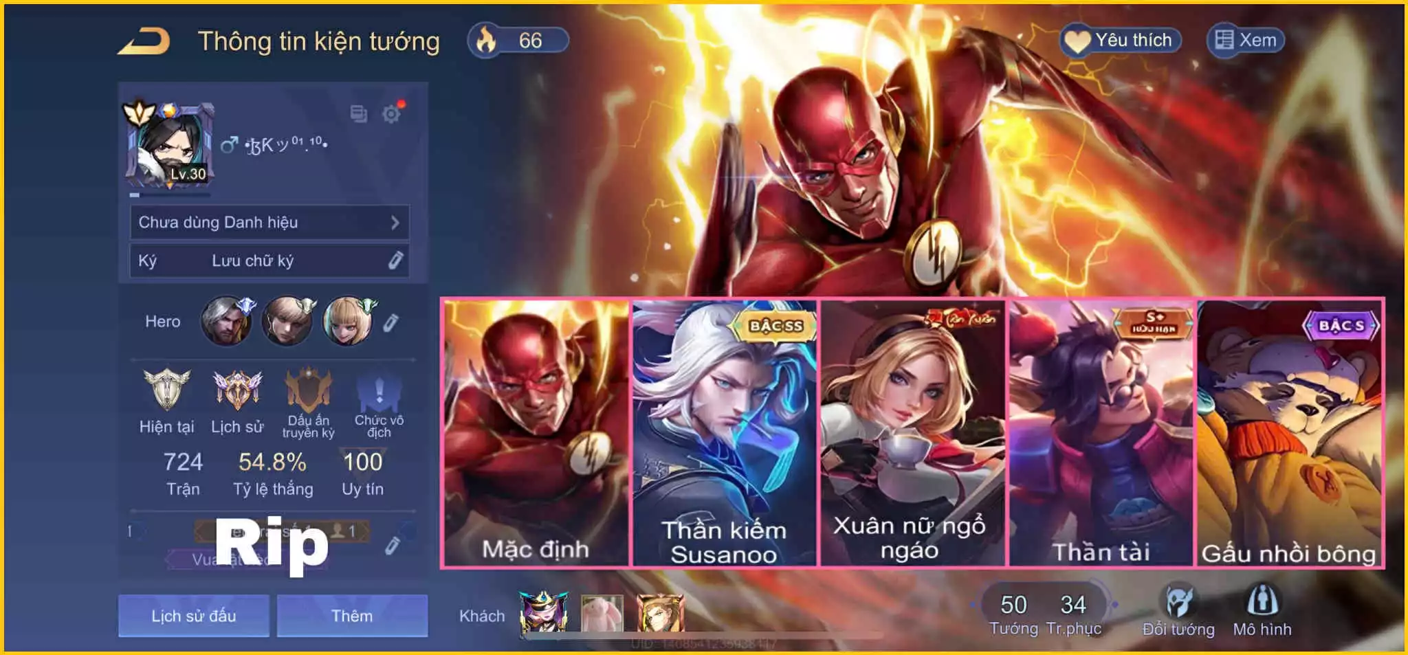 Tướng Flash, Richter Sasunoo,.. trắng thông tin