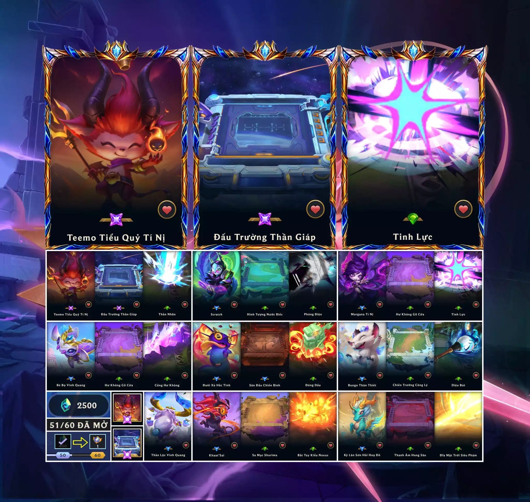 📮 Combo VIP [ 𝗧𝗼𝗽 𝗚𝗮𝗺𝗲 ] 📮 Teemo Tiểu Quỷ Tí Nị ✅ Đấu Trường Thần Giáp (Top Sàn Đấu Vip Nhất Tft)  ⬆️ Chưởng Lực - Tinh Lực - Phóng Điện - Thần Nhãn 🌠 Dư 2500 Pha Lê Xứ Sở (Đổi Được Thêm 1 Sàn Đấu Đỏ) - Vòng Quay (51/60) + 2 Huy Chương 🍁 Có Thẻ Đổi Tên Nhân Vật Miễn Phí