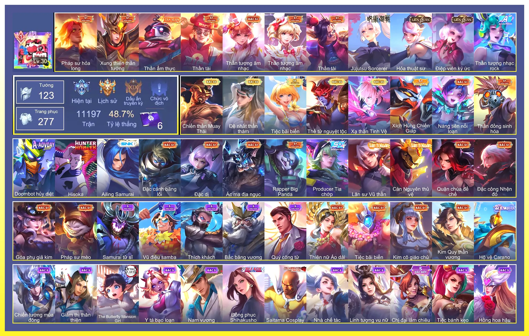 Valhein Đệ nhất thần thám, Yorn Thế Tử Nguyệt Tộc, Raz Chiến thần Muay Thái, Violet Tiệc bãi biển, Laville Xạ Thần Tinh Vệ…