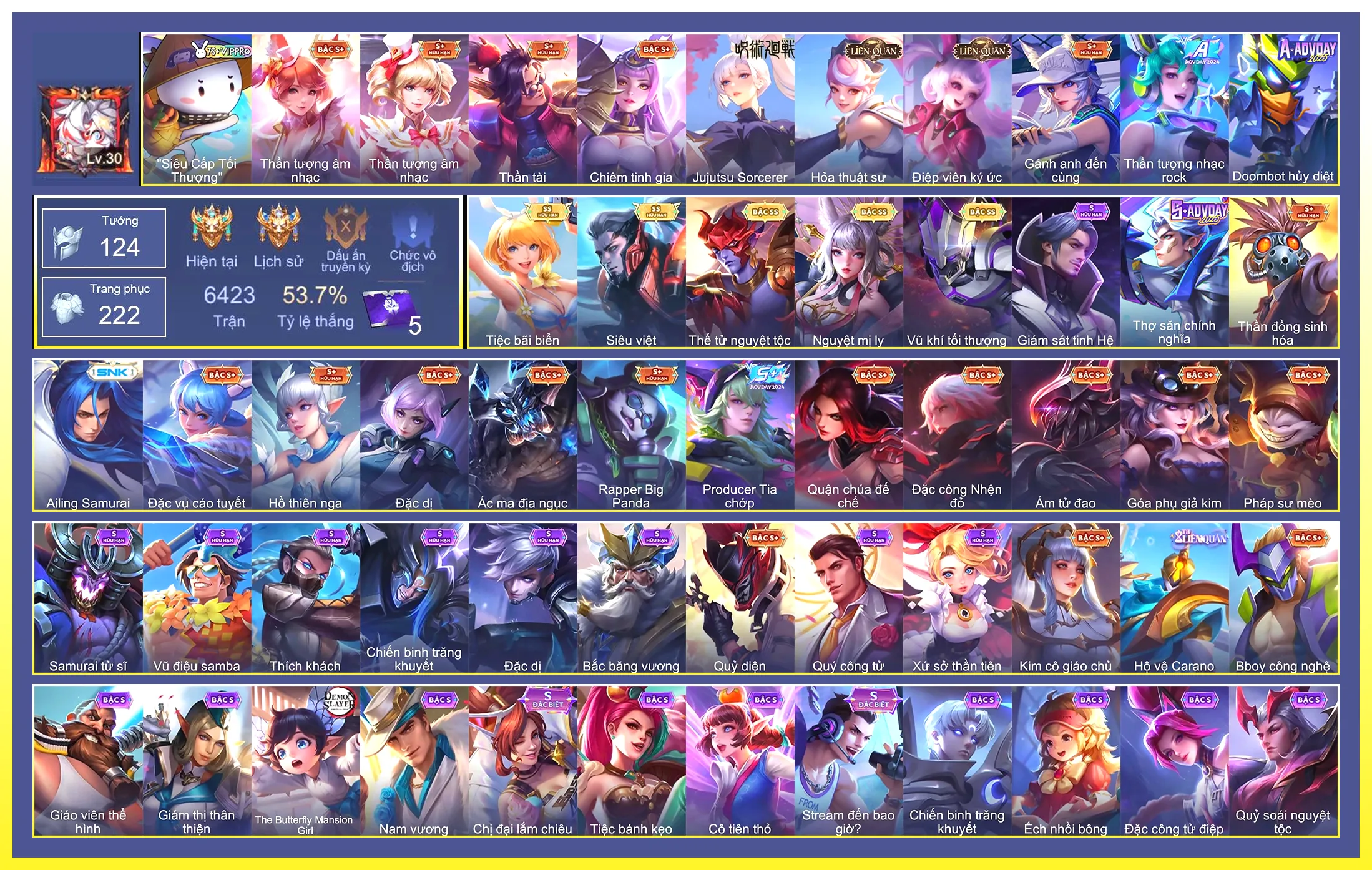 Valhein Vũ khí tối thượng, Violet Tiệc bãi biển, Yorn Thế Tử Nguyệt Tộc, Murad Siêu việt, Liliana Nguyệt mị ly…