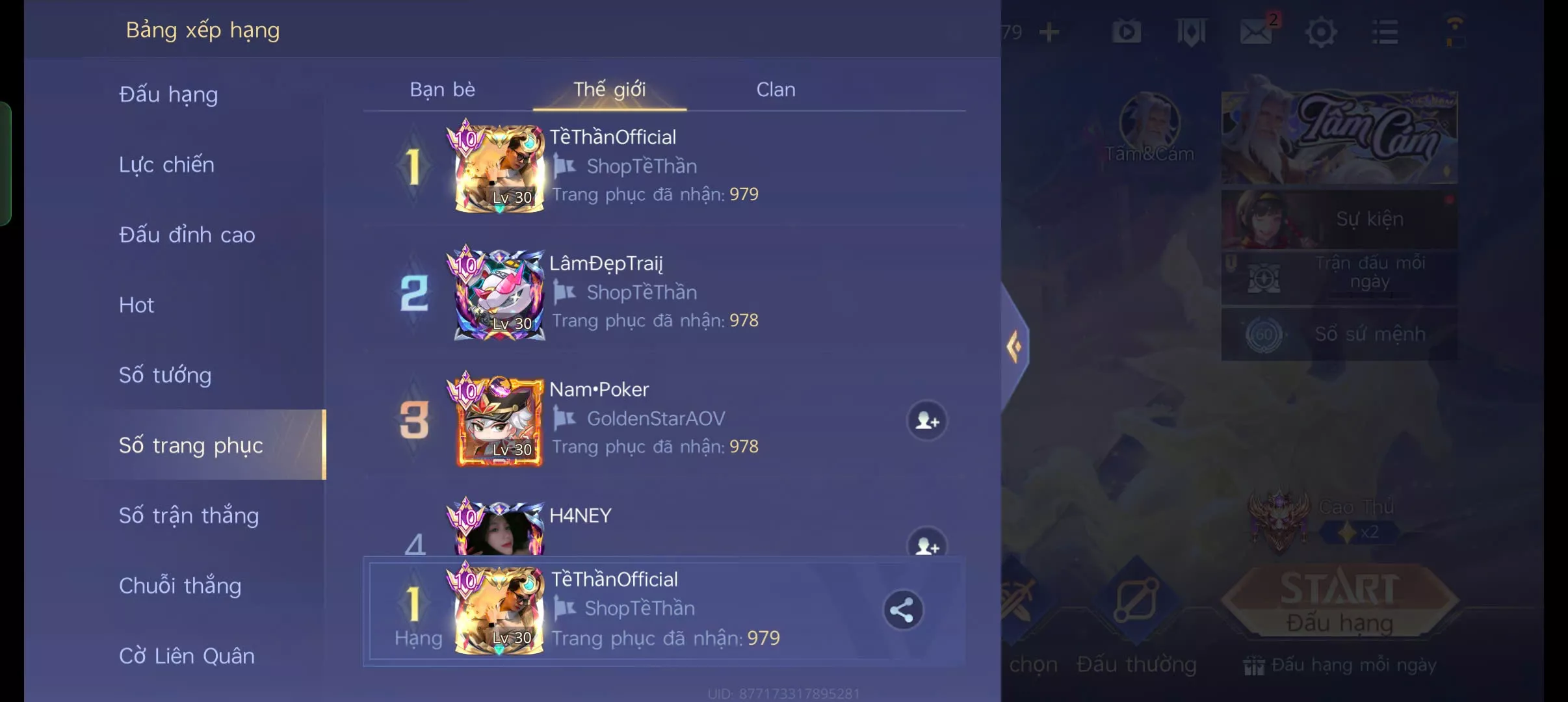 Ảnh MUA BÁN ACC LIÊN QUÂN FULL SKIN, FULL 28 ẤN CAO THỦ, MÁC THÁCH ĐẤU, KHUNG THÁCH ĐẤU, ĐỔI ĐƯỢC AVATAR, 5 CỤC VÀNG, THÔNG TIN ĐẸP ĐỔI ĐƯỢC, BẢO HÀNH ĐẦY ĐỦ