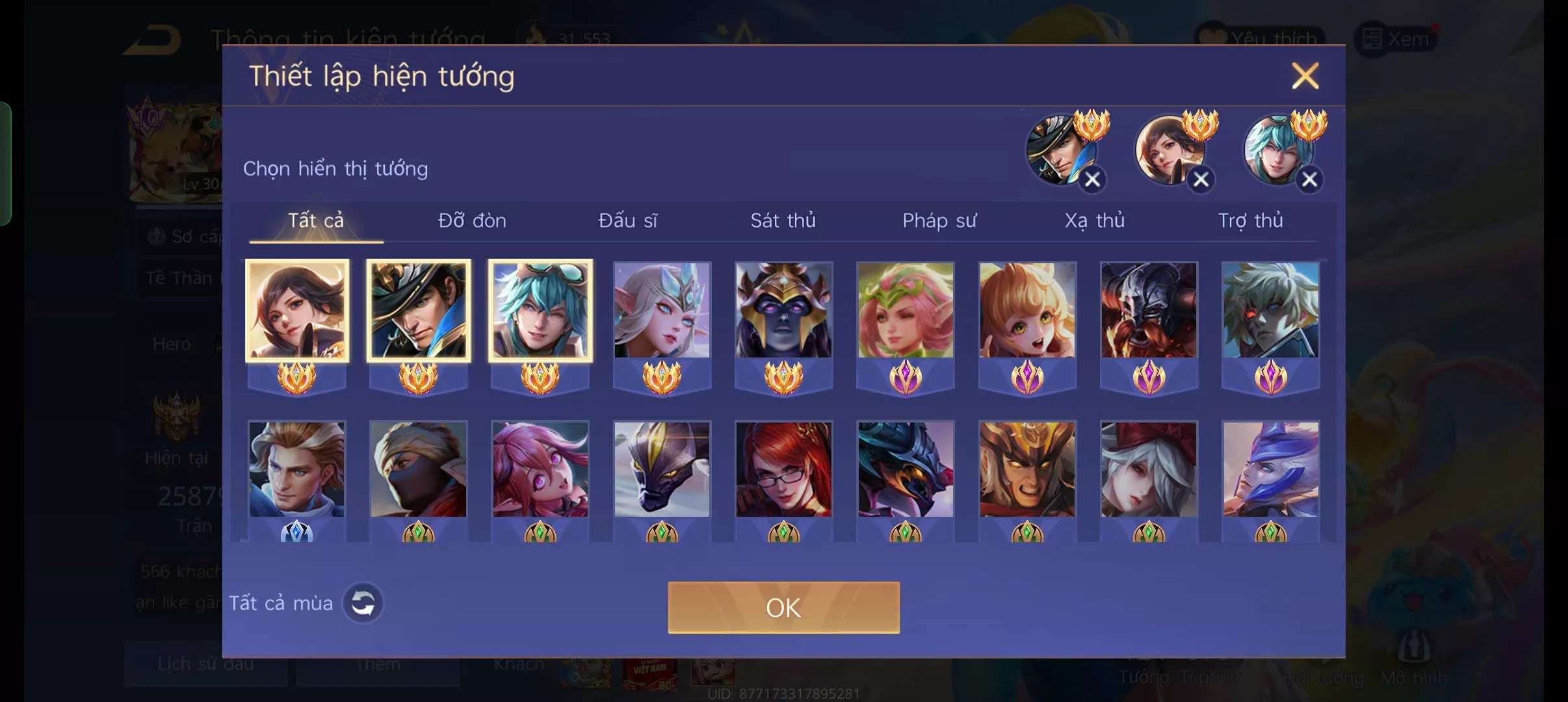 Ảnh MUA BÁN ACC LIÊN QUÂN FULL SKIN, FULL 28 ẤN CAO THỦ, MÁC THÁCH ĐẤU, KHUNG THÁCH ĐẤU, ĐỔI ĐƯỢC AVATAR, 5 CỤC VÀNG, THÔNG TIN ĐẸP ĐỔI ĐƯỢC, BẢO HÀNH ĐẦY ĐỦ