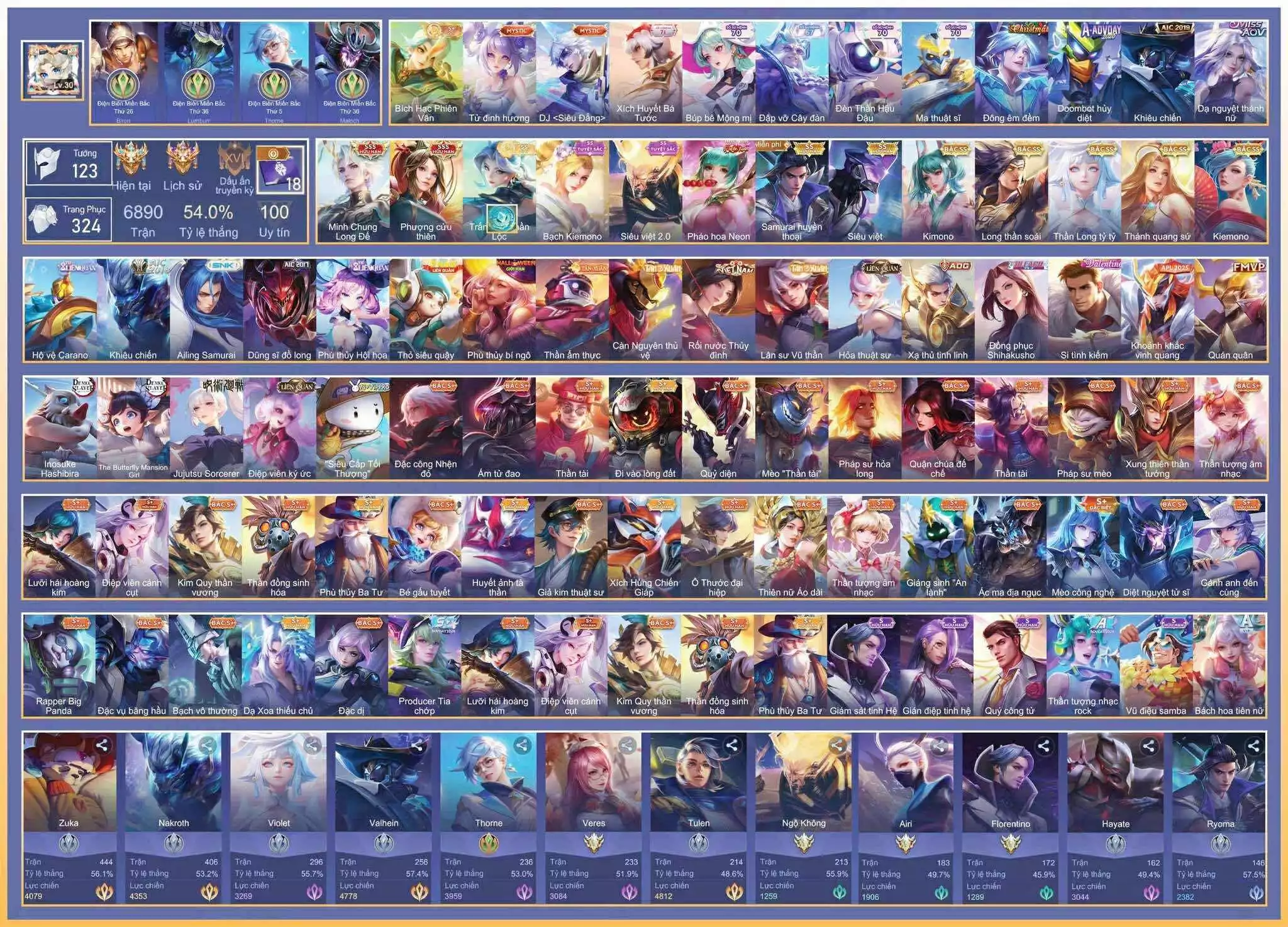Butterfly Phượng Cửu Thiên, Triệu Vân Minh Chung long đế, Yena Thần Lộc, Airi Bach Keimono, Violet Neon, Ngộ 2.0,.. dàn ss xịn